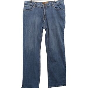 Real Ranch Straight Leg Jeans Women 18 Long Blue Stretch Side Slit